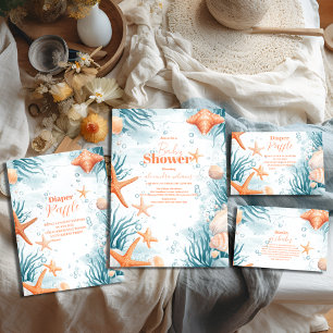Tropical Summer Beach Starfish  Baby Shower Napkins