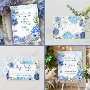 Something blue before i do hydrangea bridal shower thank you card