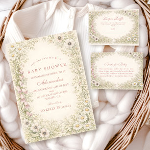 Vintage Wildflower Botanical Frame Baby Shower Napkins