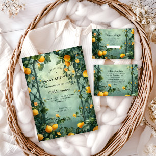 Soft Mint Citrus Baby Shower Invitation