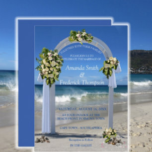 White Roses Beach Wedding Shower Invitation