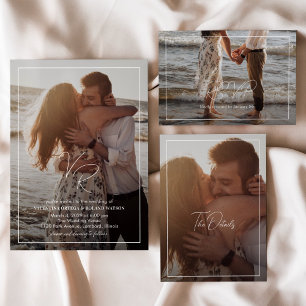 Chic Black and White Photo Modern Wedding RSVP Card