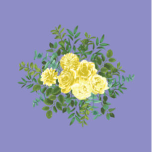 Light Yellow & Periwinkle Blue Rose Floral Wedding Invitation