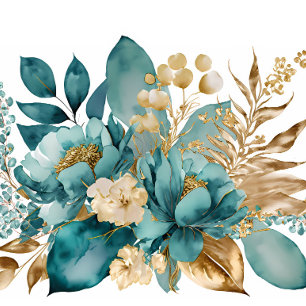 Elegant Teal & Gold Floral bride Tote Bag