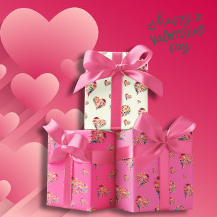 Valentine Ivory Retro Hearts Pattern Medium Gift Bag