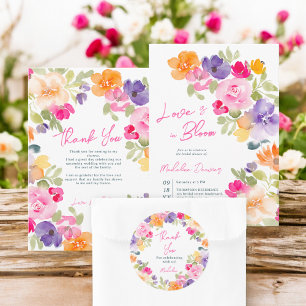 Floral Love in bloom pink summer bridal shower Invitation