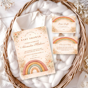 Modern Boho Rainbow Baby Shower Invitation