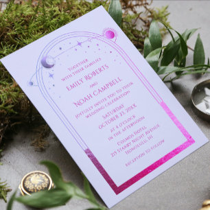 Mystical Lavender Pink Celestial Two Photo Save The Date