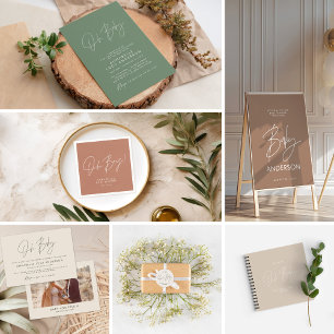 modern script sage green baby shower bring a book  note card
