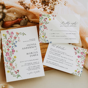 Colorful Boho Wildflower Fairytale Elegant Wedding Invitation