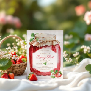 Strawberry 1st Birthday, Berry First, Berry Jam Invitation