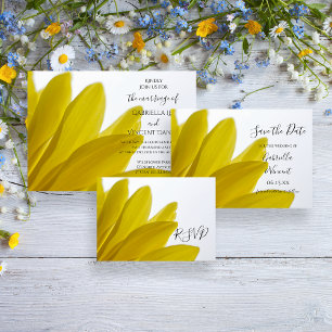 Yellow Daisy Flower Petals Wedding Invitation
