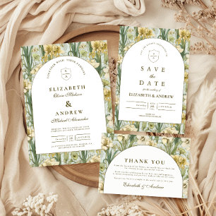 Sage Green Floral Arch Wedding Thank You Card