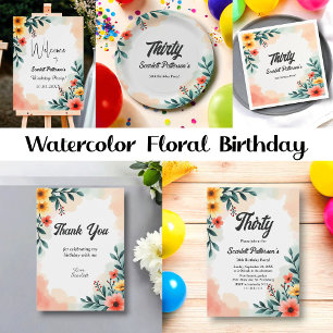 Romantic Watercolor Floral Summer Birthday Welcome Foam Board