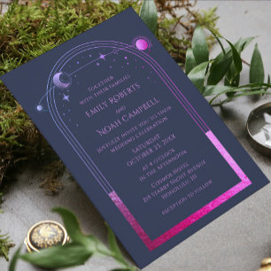 Mystical Blue Purple Sun Moon Astronomy Space Invitation