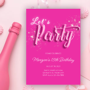 Modern Girly Pink Tropical Pool Birthday Party Invitation