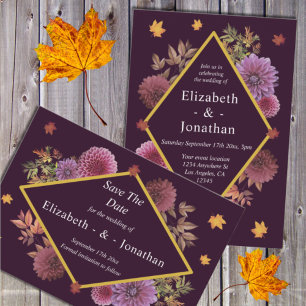 Romantic Autumn Dahlia Wedding Save The Date