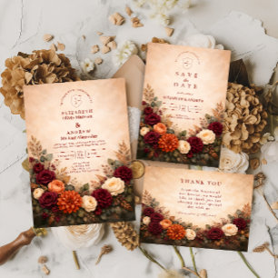 Fall Floral Romance Wedding Save The Date