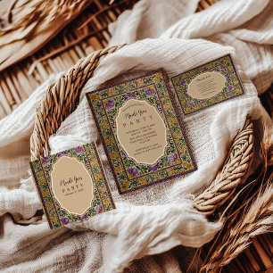 Ornate Framed Mardi Gras Masquerade Thank You Card