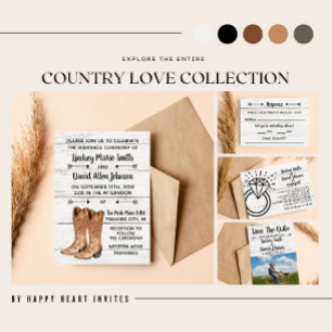 Country Love Western Rustic Photo Wedding Invitation