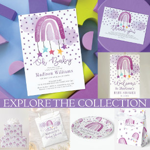 Purple Rainbow Baby Shower Pastel  Invitation