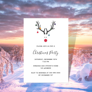 Modern abstract Christmas card reindeer on white