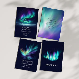 Northern Lights Aurora Borealis Winter Wedding Invitation