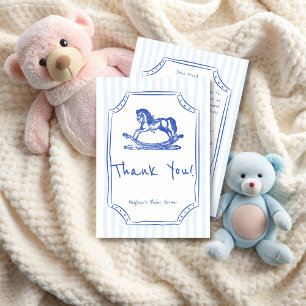Oh baby blue rocking horse sketch baby shower napkins