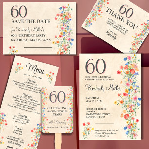 Elegant Flower 60 Years Party Floral 60th Birthday Thank You Card