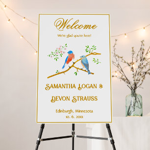 Bluebirds White Large Wedding Sign