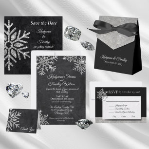 Diamond Snowflake Winter Wedding Reception Place Card