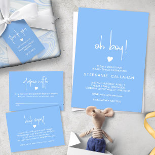 Blue Books For Baby Ticket For Baby Boy Shower Note Card
