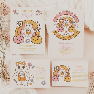 Retro Groovy Halloween Little Boo Baby Shower Paper Plates