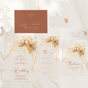  Boho Dried Flowers and Pampas Grass Wedding Napkins