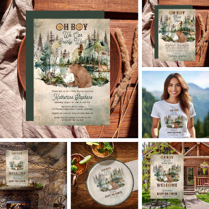 Rustic Forest Oh Boy Bearly Wait Baby Shower  Paper Plates