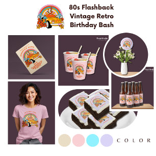 80s Flashback Vintage Retro Birthday Party Beige  Invitation