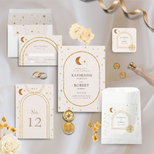 Vintage Celestial Moon Stars Wedding Table Number
