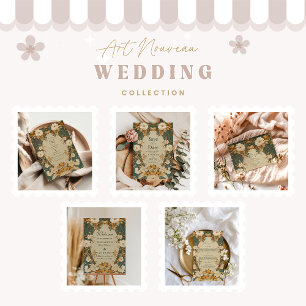 Art Nouveau Gold Botanical Arch Wedding Save The Date