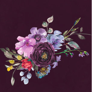 Plum and Violet Chic Peony Wedding Invitation