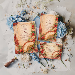Spanish Fan Romance Wedding Save The Date