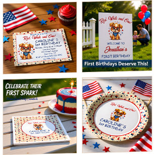 Red White And One Patriotic Puppy Invitation