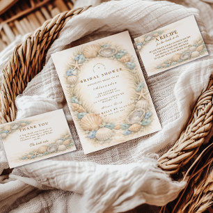 Coastal Seashell Wreath Bridal Shower Thank You Card