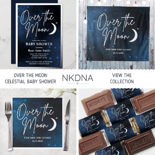 Over The Moon Backdrop Name Date Baby Shower