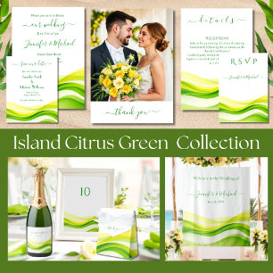 Island Citrus Green & Yellow Wedding Thank you Card