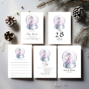 Watercolor Glitter Unicorn Christmas Baby Shower Thank You Card