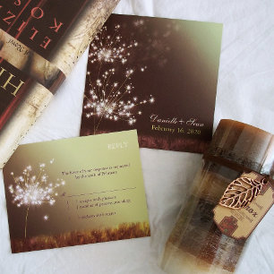 Jeweled Dandelions Rural Wedding Invitation
