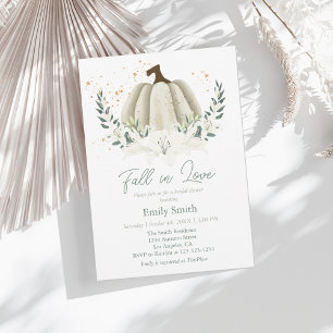 White Pumpkin Fall in Love Bridal Shower Invitation