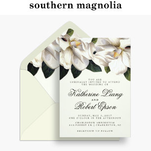 Southern Magnolia Botanical Wedding Invitation