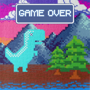 Funny Pixel Gamer Pixelated- Dinosaur Illustration Calendar