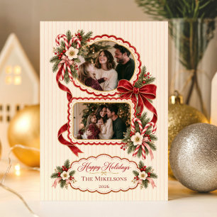 Whimsical Candy Cane Coquette Christmas Holiday Invitation